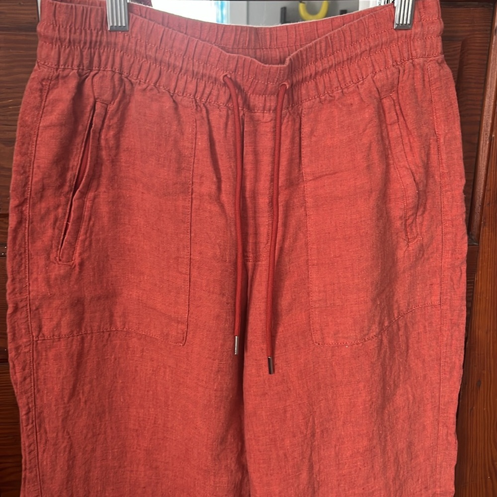 Athleta Retreat Linen Wide Leg Pant coral size 6 tall - Picture 5 of 7